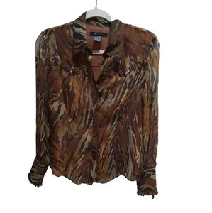 ECI New York 100% Silk Long Sleeved Blouse